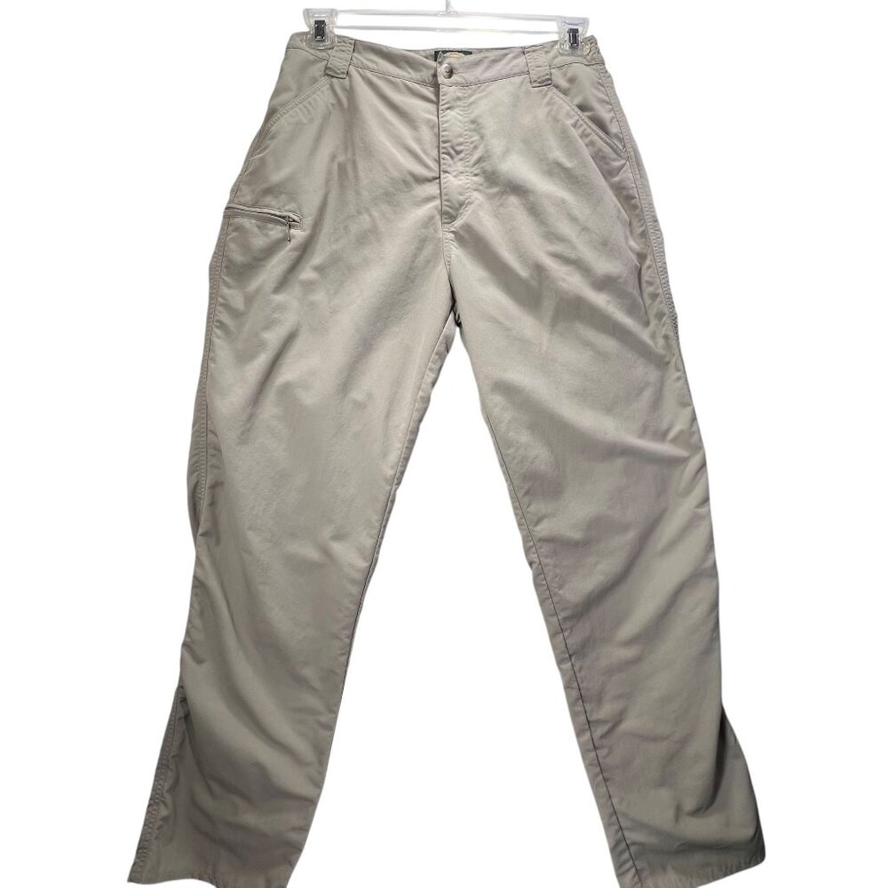 Cabelas Womens Outdoor Hiking Pants Zipper Pockets 12 Nylon Beige Active